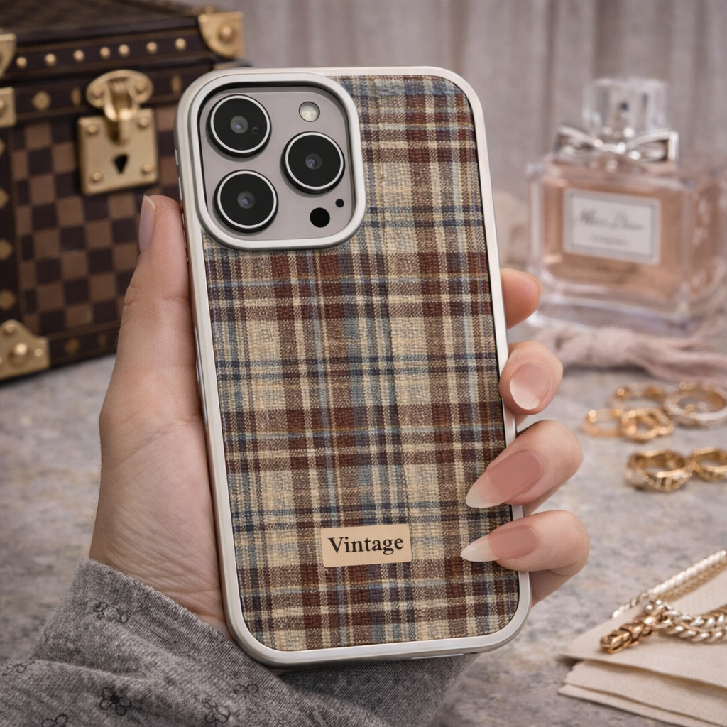 Premium Sage Grid Phone Case